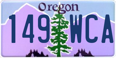 OR license plate 149WCA