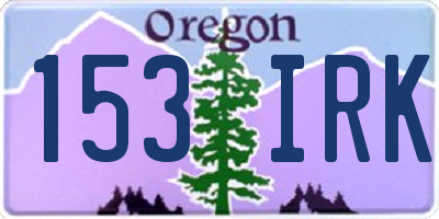 OR license plate 153IRK