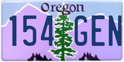 OR license plate 154GEN