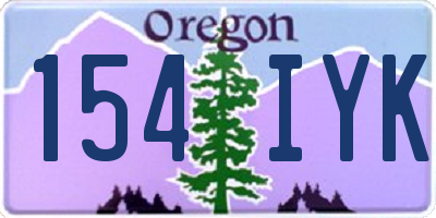 OR license plate 154IYK