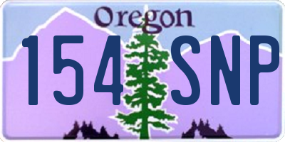OR license plate 154SNP