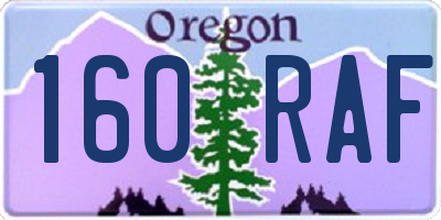 OR license plate 160RAF