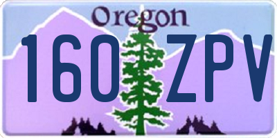 OR license plate 160ZPV