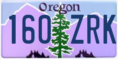 OR license plate 160ZRK