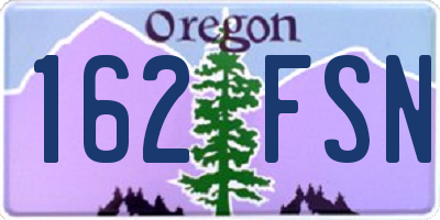 OR license plate 162FSN