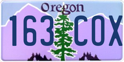 OR license plate 163COX