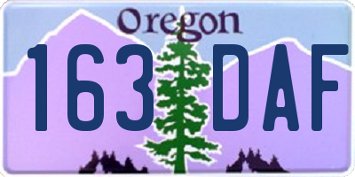 OR license plate 163DAF
