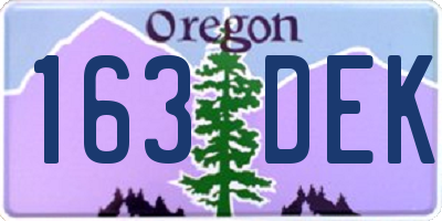 OR license plate 163DEK