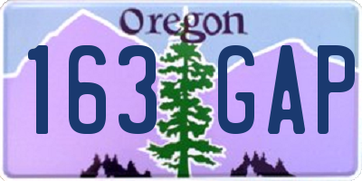 OR license plate 163GAP