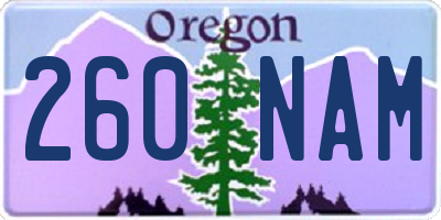 OR license plate 260NAM