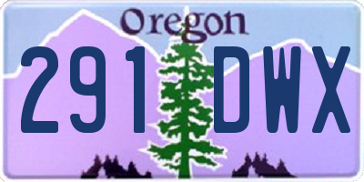 OR license plate 291DWX