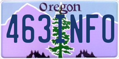 OR license plate 463INFO