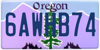 OR license plate 6AWHB74