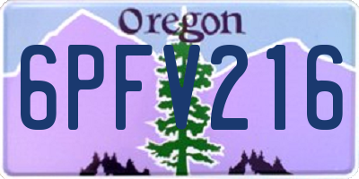 OR license plate 6PFV216