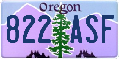 OR license plate 822ASF