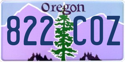 OR license plate 822COZ