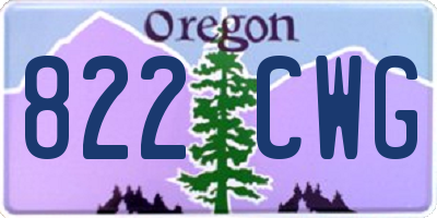 OR license plate 822CWG