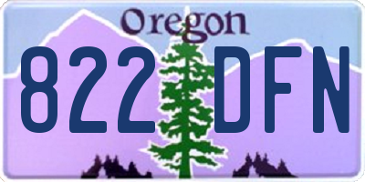 OR license plate 822DFN