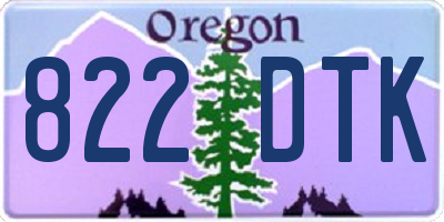 OR license plate 822DTK