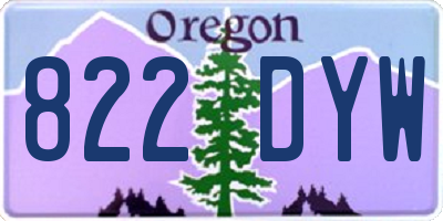 OR license plate 822DYW