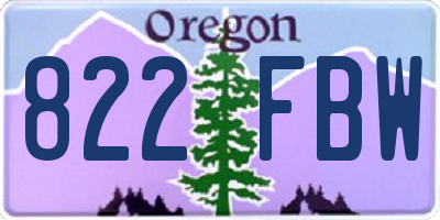 OR license plate 822FBW