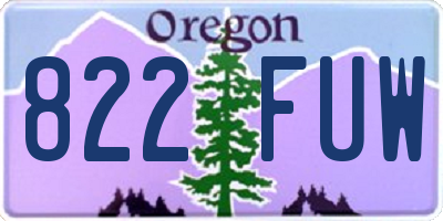 OR license plate 822FUW