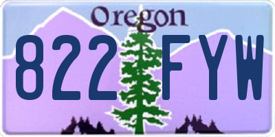 OR license plate 822FYW