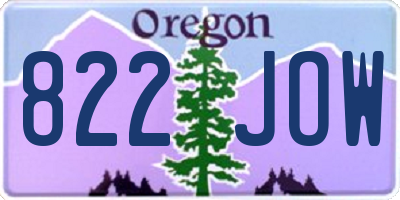OR license plate 822JOW