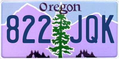 OR license plate 822JQK