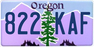 OR license plate 822KAF