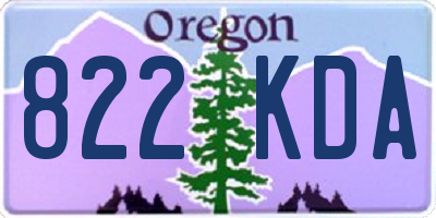 OR license plate 822KDA