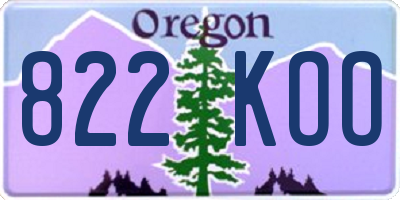 OR license plate 822KOO