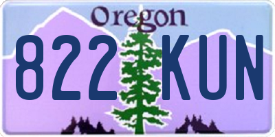 OR license plate 822KUN