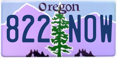 OR license plate 822NOW