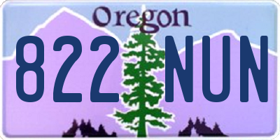 OR license plate 822NUN