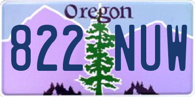 OR license plate 822NUW