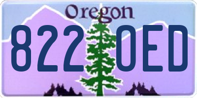 OR license plate 822OED