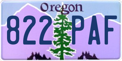 OR license plate 822PAF