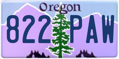 OR license plate 822PAW