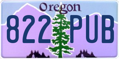 OR license plate 822PUB
