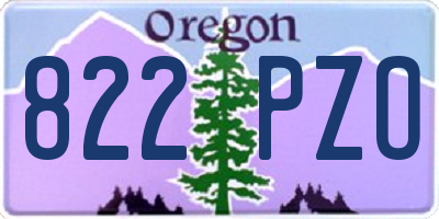 OR license plate 822PZO