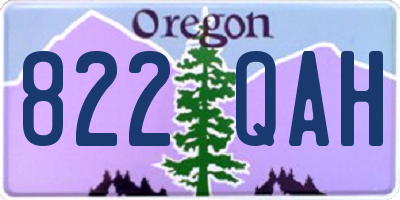 OR license plate 822QAH