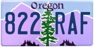 OR license plate 822RAF