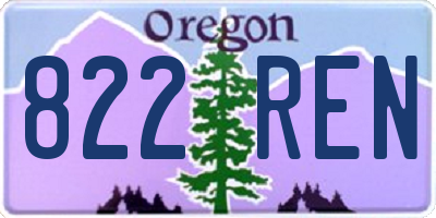 OR license plate 822REN