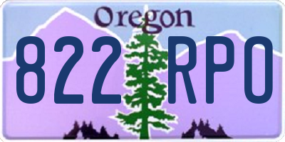 OR license plate 822RPO