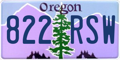 OR license plate 822RSW