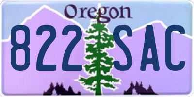 OR license plate 822SAC