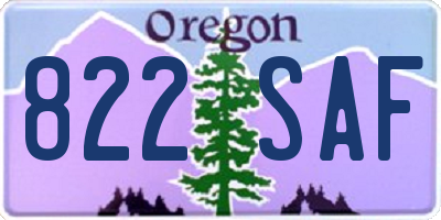 OR license plate 822SAF