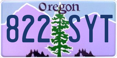OR license plate 822SYT