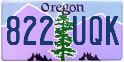 OR license plate 822UQK